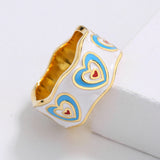 New Creative Colourful Handmade Enamel Heart Shape Cute Romantic Ring