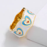 New Creative Colourful Handmade Enamel Heart Shape Cute Romantic Ring