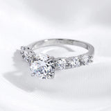 7 Stones 3.2 Carat VVS1 D Colourl Moissanite Wedding S925 Sterling Silver Ring