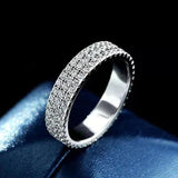 Stunning Full Real Three Row 18k White Gold Plated Moissanite Diamonds Eternity Rings -  Silver Rings Fine Jewellery - The Jewellery Supermarket