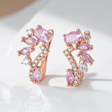 14 Karat Gold Filled Shiny Pink AAA Zircon Crystals Earrings For Women Fine Jewellery