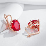 Alluring Big Red AAA Zircon Crystals 14K Gold Filled Drop Earrings Fine Jewellery