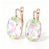 14 Karat Rolled Gold Square Gradient Colorful AAA Zircon Crystal Drop Earrings