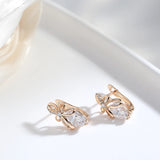 14 Karat Filled Gold  New Bow Knot Hollow Drop Cut AAA Zircon Diamonds Trendy Earrings