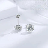 New Classic 6-claw Snowflake Design Moissanite Earrings for Women, Fashionable S925 Silver Fine Jewellery - The Jewellery Supermarket