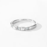 New Design Sterling Silver Trendy Geometric Design AAAA Lab Created Diamond Ring