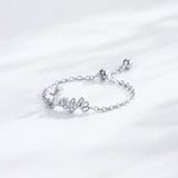 Romantic Love AAAA Lab Created Diamond 925 Sterling Silver Adjustable Chain Ring