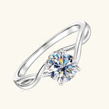 Vintage 1.0CT VV1 D Colour Moissanite Silver 18k Gold Plated Twist Shank Engagement Ring