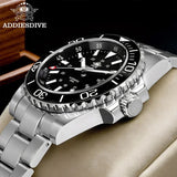 Waterproof Luxury Brand Watch AD2504 Stainless Steel Black Dial Sappire Luminous NEW Ceramic Bezel Dive Watches