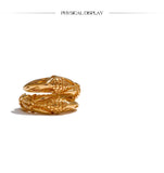 18K Gold Plated Stainless Steel Metal Hammer Snake Twisted Ring Statement Jewellery