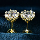 Flower Design D Colour 6mm/8mm Solitaire Moissanite Diamonds Unisex Stud Earrings