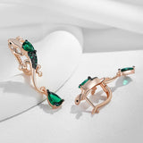 14K Gold Filled Green AAA Zircon Crystal Lizard Design Drop Vintage Earrings For Women