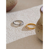 18K Gold Stainless Steel Shiny AAA Cubic Zirconia Casting Ring for Women Fine Jewellery