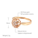 14K Filled Gold AAA Zircon Diamonds Personality Spherical Geometric Hollow Elegant Ring