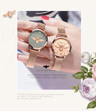 Elegant Luxury 3D Engraved Bee Dial Ladies Watch Rose Gold Plated 31mm Classic Casual Dress Watch with Bracelet Set