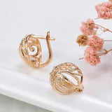 14K Gold Filled Vintage Spherical Hollow Fashion Texture Geometric Elegant Earrings