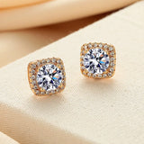 Dazzling 0.3CT 0.5CT 2CT Silver Square Round Moissanite Diamonds Stud Earrings
