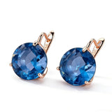 14 Karat Gold Filled Blue Round AAA Zircon Crystal Drop Earrings For Women Fine Jewellery