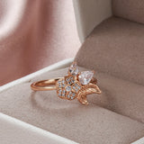14K Gold Filled Water Drop AAA Zircon Diamonds Luxury New Crystal Flower Women Rings