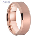 Beveled Satin Finish 6mm 8mm Classic Tungsten Carbide Wedding Rings for Men Women