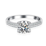 Round Brilliant Solitaire VVS1 1Ct Moissanite Diamond Wedding Rings For Women Sterling Silver Engagement Jewellery