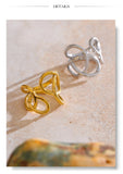 18K Gold Plated Trendy Stainless Steel Geometric Hollow Unusual Distinctive Polished Ring