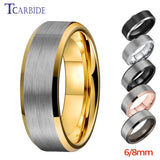 Multicolours Beveled Brushed 6m/8mm Classic Tungsten Wedding Rings for Men Women