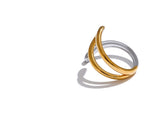 18K Gold Plated Stainless Steel Geometric Hollow Adjustable Double Colour Geometric Ring