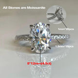 Sparkling 18K Gold Plated Sterling Silver 4.5CT Oval Cut Full Moissanite Diamonds Rings, Wedding Engagement Jewellery