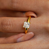 Terrific 1Carat Princess Cut Moissanite Solitaire Diamond Rings Silver 18K Gold Plated Wedding Engagement Jewellery