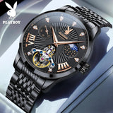 Fashion Luxury Skeleton Luxury Brand High Quality Multifunction Stainless Steel Automatic Mechanical Wristwatches