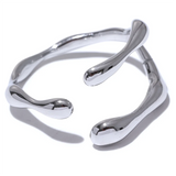 18K Gold Plated Stainless Steel New Design Metalic Trendy Open Ring