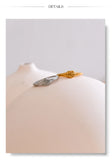 18K Gold Plated Fashion Stainless Steel Rose Flower Ring Charm Jewellery
