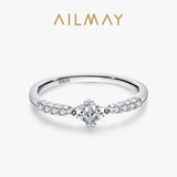 Exquisite Trillium Cut Silver AAAA Lab Created Diamond Geometric Design Rings