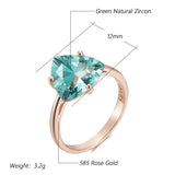 14K Rolled Gold Romantic Green AAA Zircon Crystal Luxury Bridal Rings Fine Jewellery
