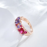 14 Karat Filled Gold New Vintage Purple AAA Zircon Crystals Ethnic Rings Elegant Jewellery