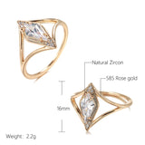 Amazing Rhombus Design Rolled Rose Gold of 14-Karat Purity AAA Zircon Diamond Ring - Fashion Fine Jewellery