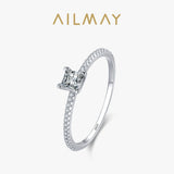 Luxury Pricess Cut 925 Sterling Silver AAAA Lab Created Diamond Ring Fine Jewellery