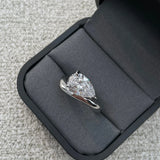 New Design 1.5-3CT Pear Cut VVS1 D Colour Moissanite Diamonds Solitaire Silver Ring