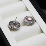 925 Silver Multicolour Natural Pearl AAA Zircon Diamonds Stud Earrings