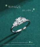 New Luxury Cushion Cut AAAA Lab Created Diamond Sterling Silver Square Ring