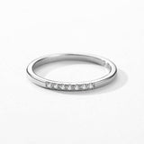 Sterling Silver Minimalist Clear AAAA Simulated Diamonds Stackable Ring - Anniversary Wedding Fine Jewellery - The Jewellery Supermarket