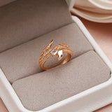 Exquisite Snake Design Filled 14K Rose Gold Women's Rings with AAA Zircon Diamonds - Vintage Party Jewellery