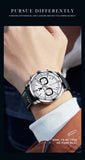 PLAYBOY Top Brand Fashion Watch for Men Leather Strap  High Quality Casual Waterproof Luxury Quartz Men's Watches
