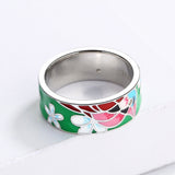 Creative Green Flower Fashion Handmade Enamel AAA Zircon Bird Shape Ring