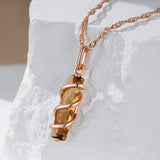 Unique Filled 14K Rose Gold Brown AAA Zircon Crystal Pendant And Necklace For Women - Fashion Jewellery