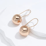 14 Karat Rolled Gold Big Glossy Ball Drop Simple Trendy Dangle One Touch Earrings