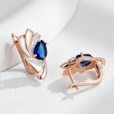 14 Karat Gold Filled Fashion Blue AAA Zircon Diamonds Vintage Jewellery Drop Earrings