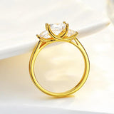 Stunning 1.6ct 3 Stones 14KGP Moissanite Diamonds Ring - Sparkling Sterling Silver 925 Wedding Engagement Jewellery