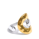 18K Gold Plated Stainless Steel Metal Geometric Adjustable Distinctive Popular Ring